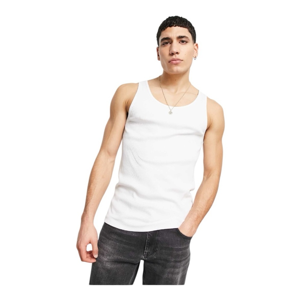ASOS Design rib detail tank in white